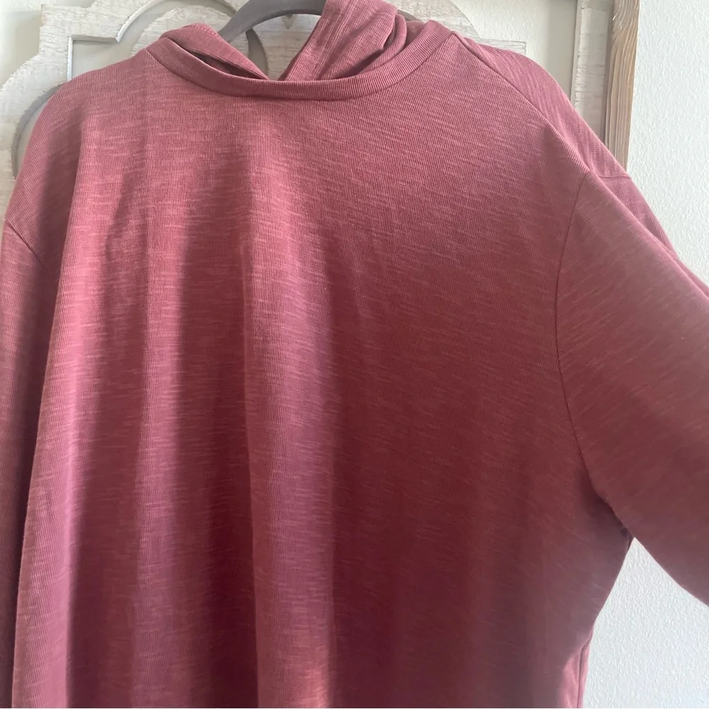 Banana Republic Mens XXL Slub‎ Knit Hoodie Mauve Dusty Rose Pullover Sweatshirt
